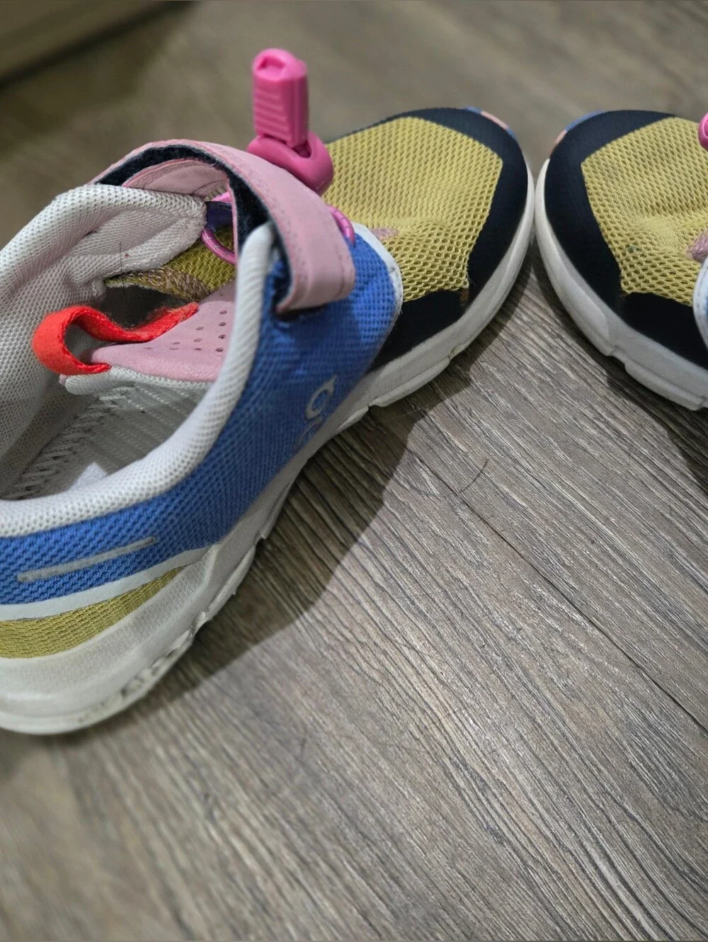 Kids Multicolor Hook-and-Loop Sneakers - Blue, Pink & Yellow